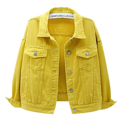 ebossy Women's Candy Color Denim Jacket Relaxed Fit Casual Jean