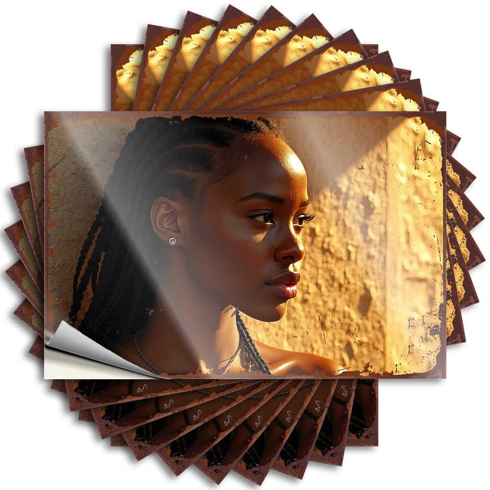 Fzfn Colour Cats Laptop Funny Sticker - Sunlit Profile: A Portrait Of Strength And Grace Crazy Durable Sticker Easy Apply For Exterior Decor(8X12cm)