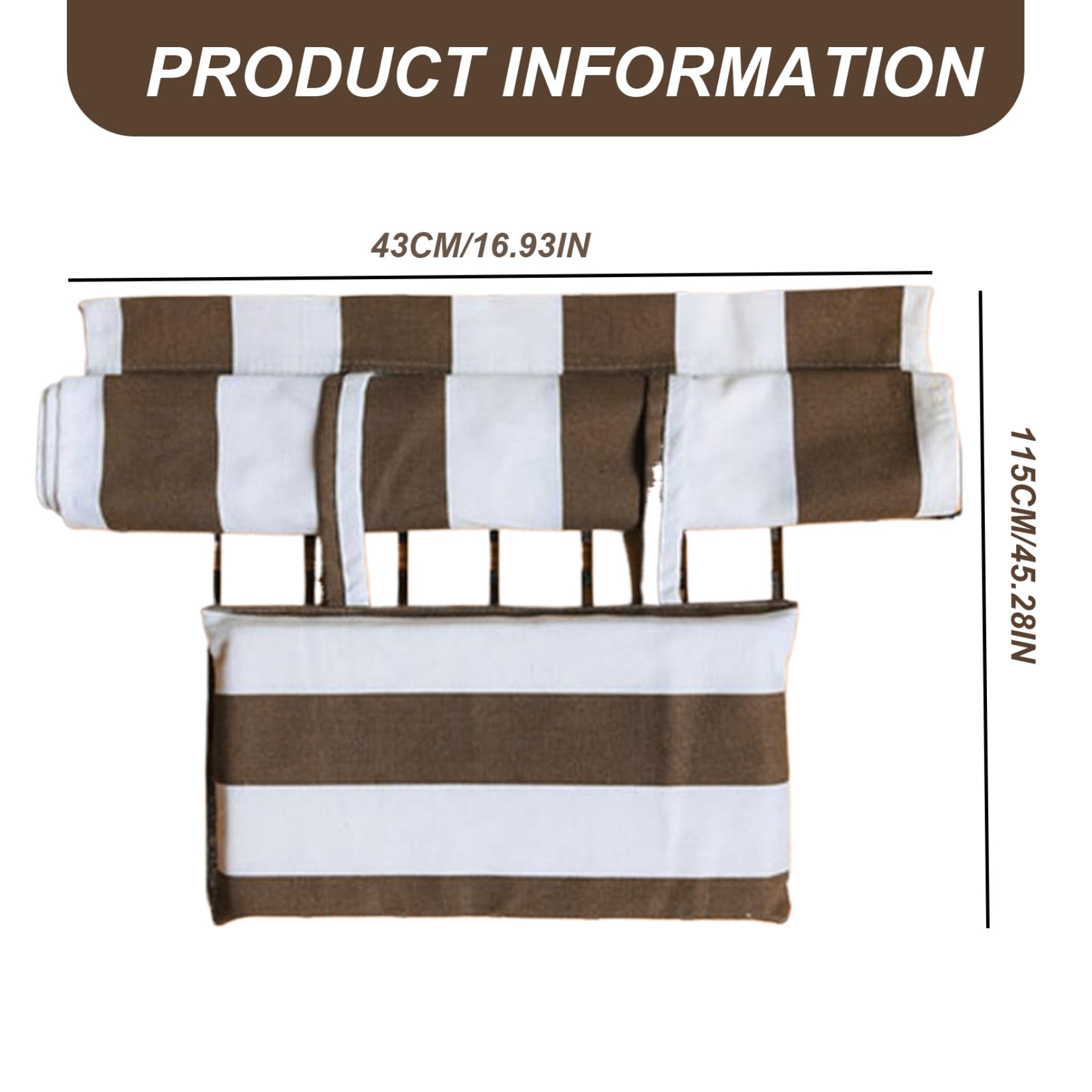 AEIOFU Sling Chair Replacement Fabric 45x17 Striped Sling Chair Fabric with Pillow Long Lasting Heavy Duty Canvas for Seaside, Deck, Patio, Garden, Light Brown
