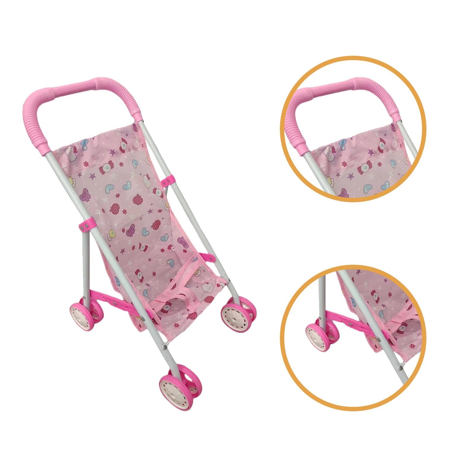 Cochecito de Muñecas Carro Juguete Accesorio para Muñecas Plegable Mini Silla Material Resistente PP Y Tela Adecuado para Juego de I