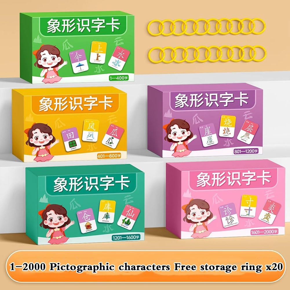 Gemeinsame chinesische Schriftzeichen-Lernkarten, Karten, chinesische Schriftzeichen, Sichtwörter, Lernkarten, chinesische Anfängerstufe(1-2000 Words)