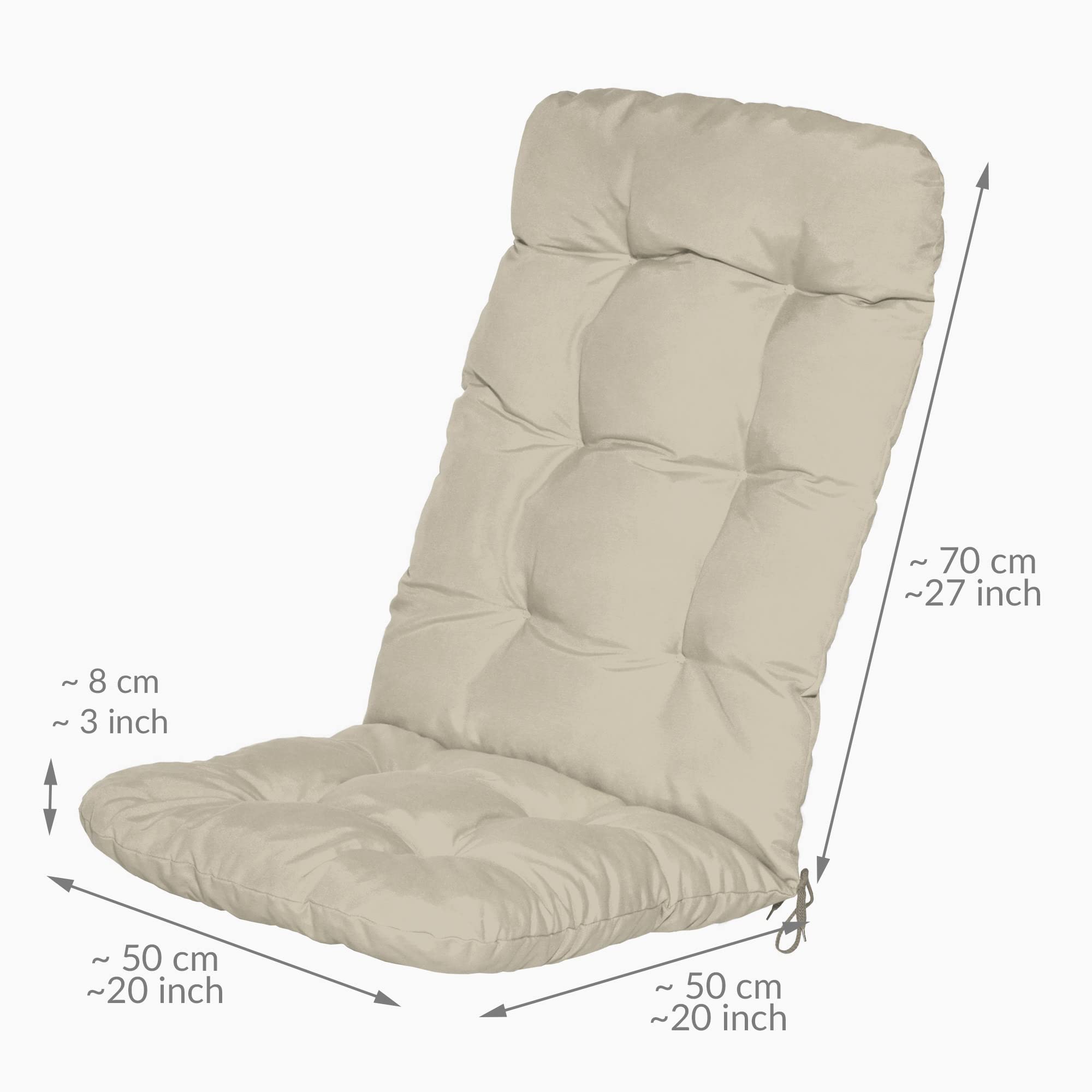 Beautissu Set di 4 Cuscini per Sedia a Sdraio Flair HL 120x50x8cm Extra Comfort per sedie reclinabili, spiaggine e poltrone - Beige