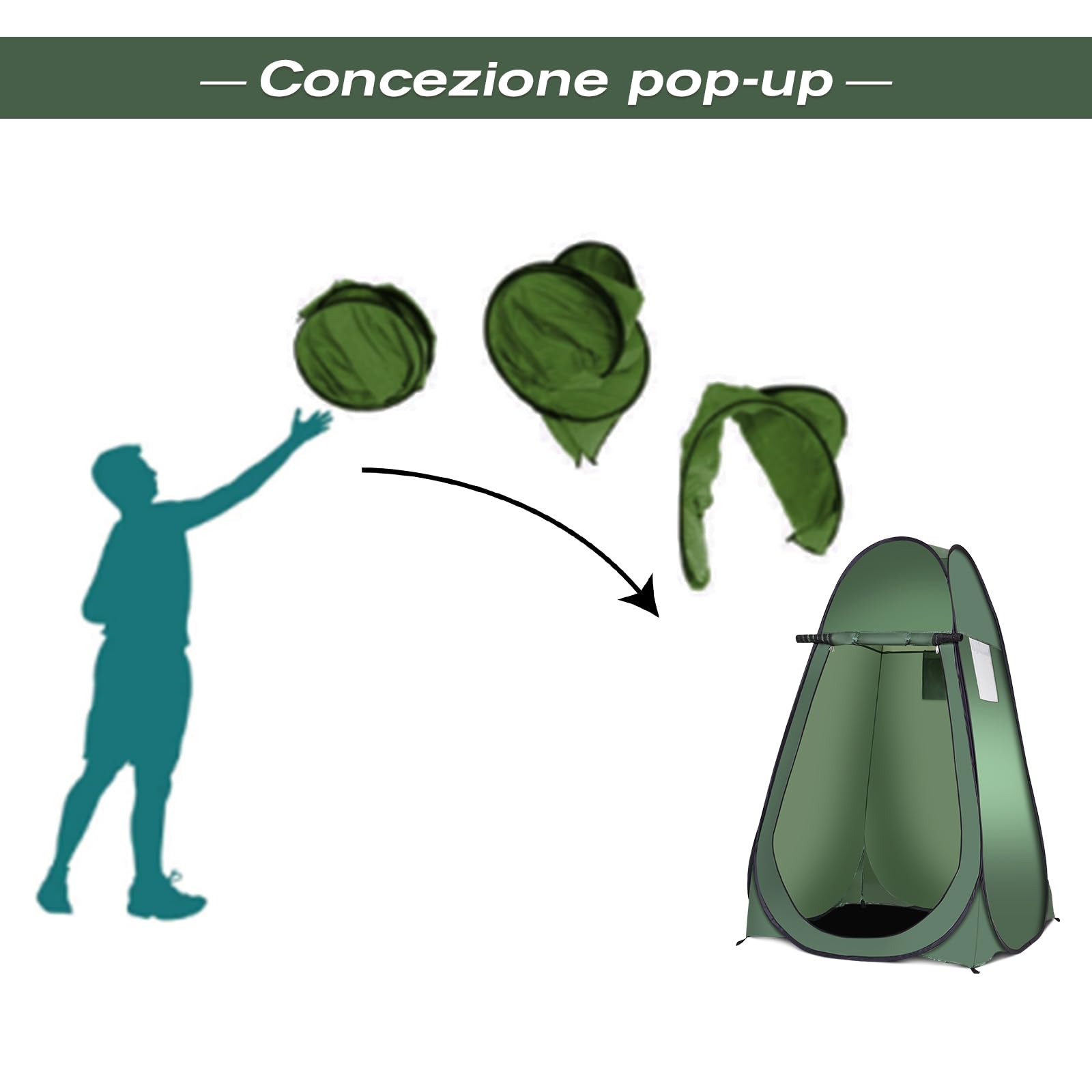 RELAX4LIFE Tenda Fasciatoio Pop-up, Cabina Doccia Pieghevole, Spogliatoio Portatile per Campeggio, Spiaggia e Trekking, Borsa per il Trasporto, 120 X 120 X 190cm (MODELLO 1)