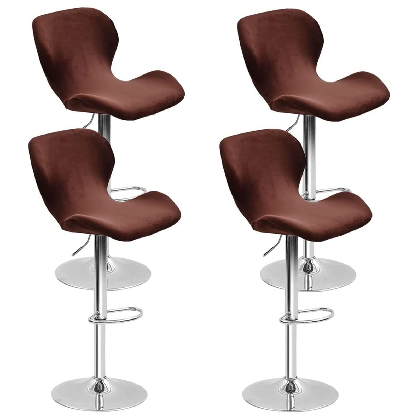 Velvet Bar Stool Cover Set, Stretch Curved Swivel Counter Height Chair Covers for Short Back Dining Room Bar Stools