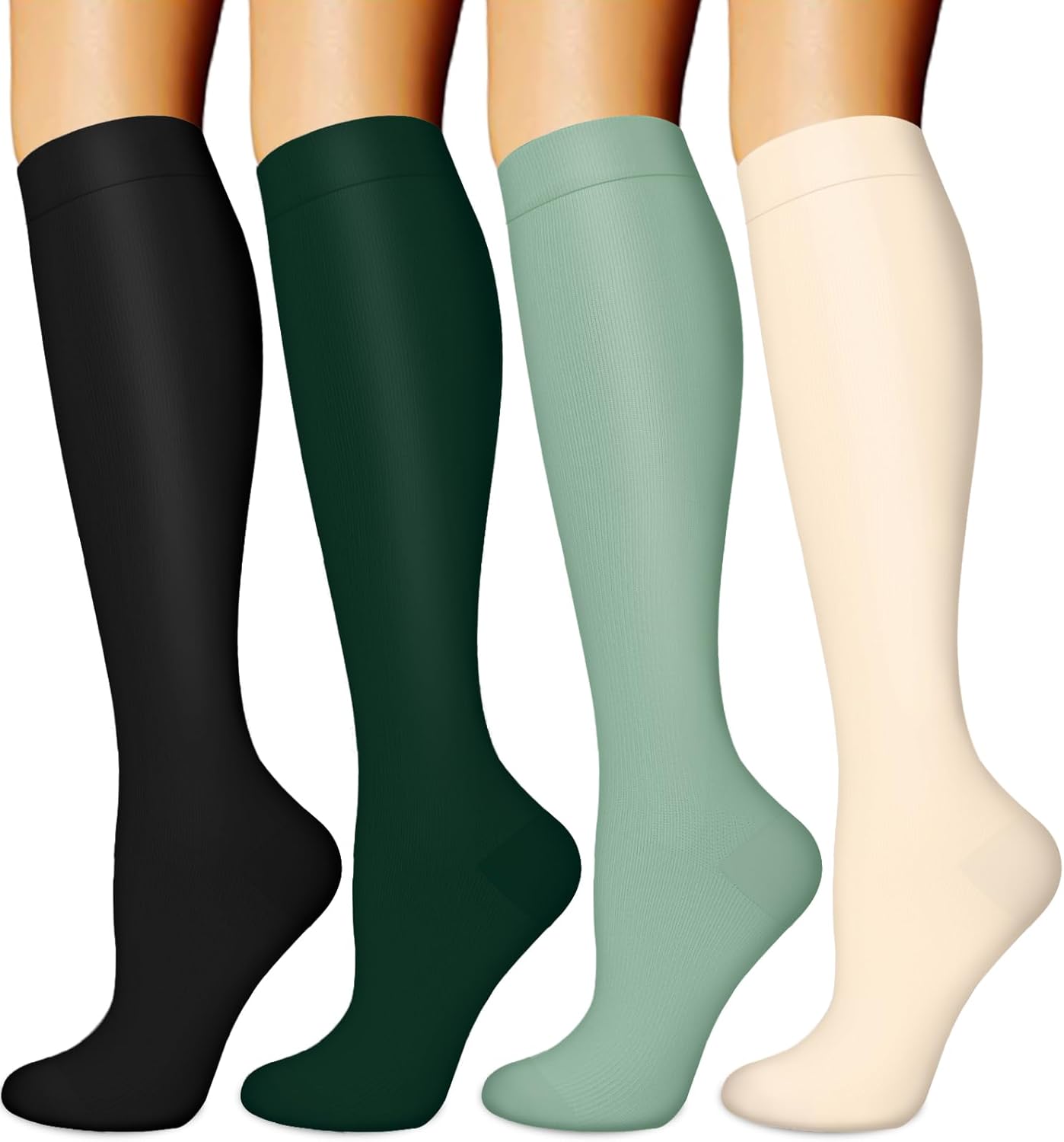 BLONGW Compression Socks for Women & Men Circulation (4 Pairs) 15-20 mmHg is Best Support for Nurses Running Hiking Travel