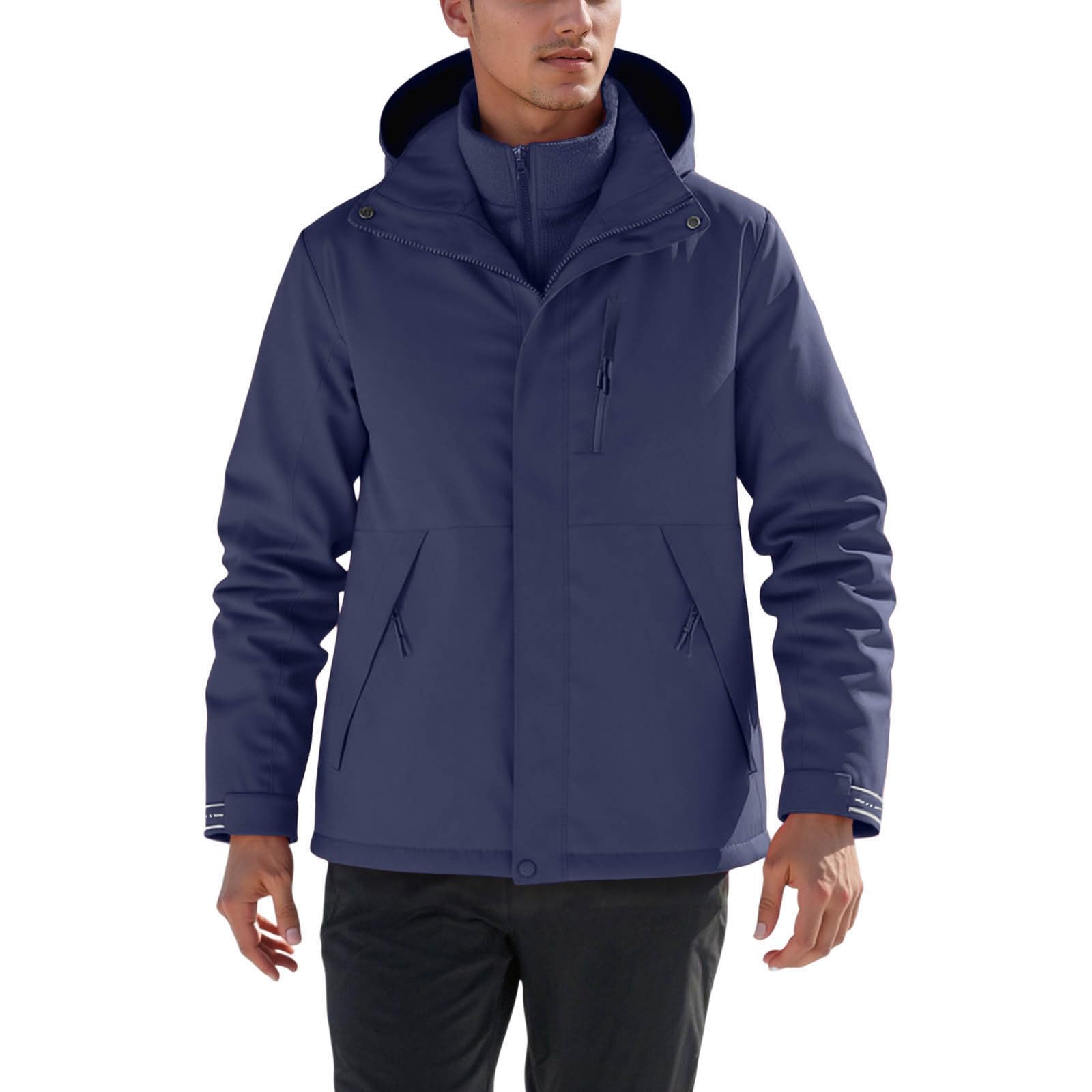 Generisch 2026 Chubasquero Chaqueta térmica para hombre, abrigo desmontable con forro polar para exteriores, para senderismo, camping, ropa casual