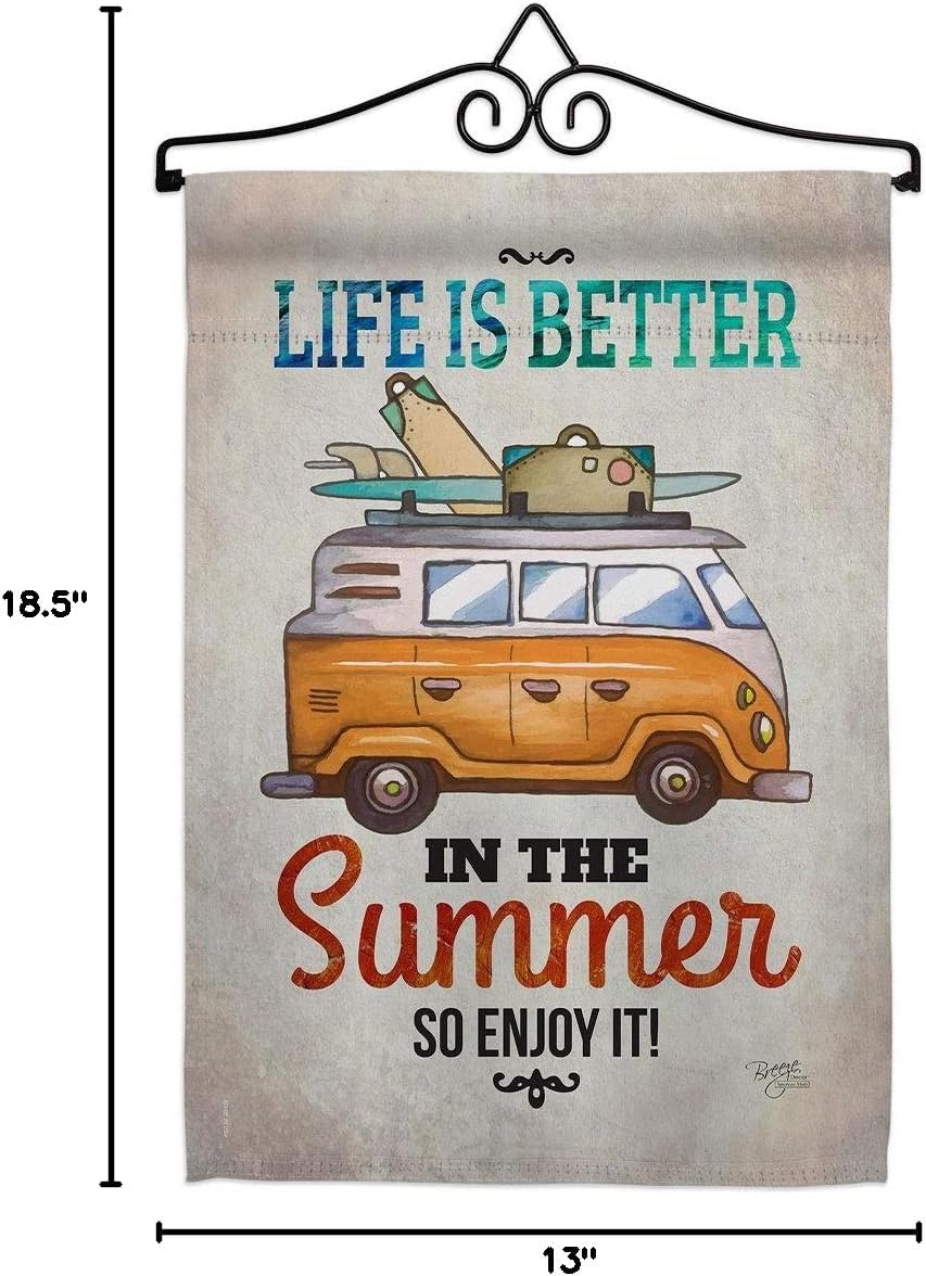 Better in Summer Garden Flag Set Wall Hanger Summertime Fun and Sun Beach Pool Luau Tropical Party Season Outdoor Sunny Small Decorative Gift Yard House Banner Made USA 13 X 18.5