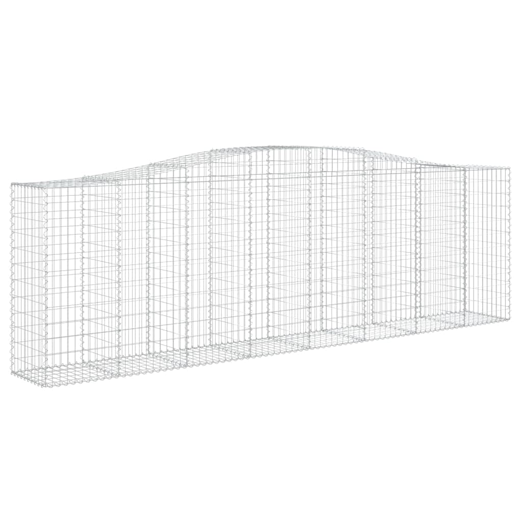 Gavión con arco alto, 400 x 50 x 120/140 cm, cesta de piedra de hierro galvanizado, resistente pared de gavión para jardín y terraza, cesta de alambre decorativa como protección visual y