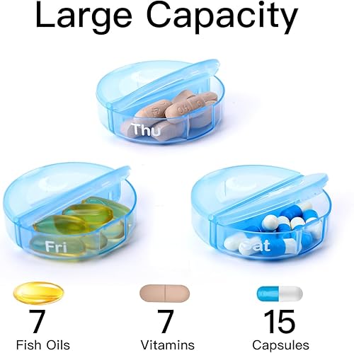 Miniatura 10 de Genogore Estuche organizador semanal de píldoras de 7 días, 2 veces al día, caja de píldoras AMPM para medicamentos, píldoras, vitaminas, aceite de