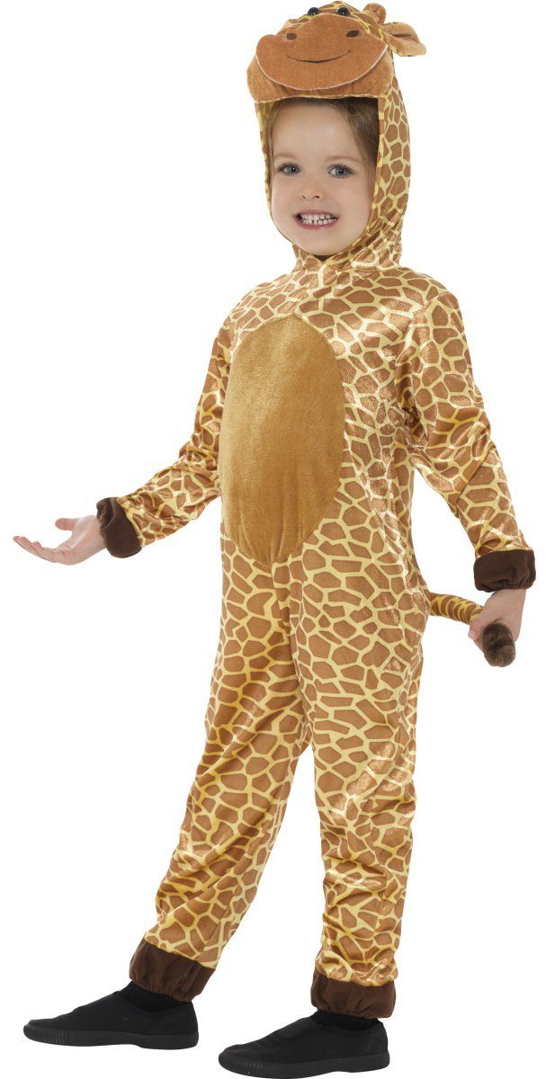 Smiffys Giraffe Costume, Brown with Hooded Jumpsuit & Tail, Children's Animal Fancy Dress, Animal Dress Up Costumes