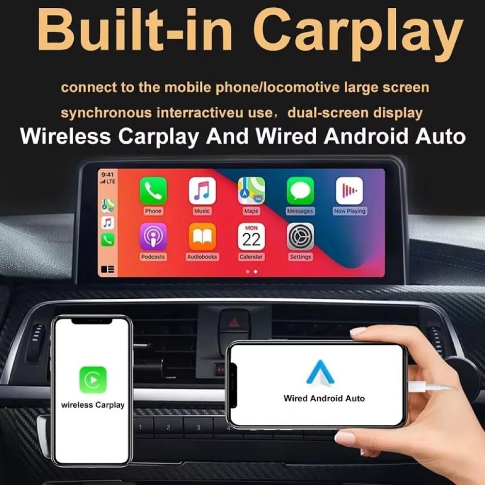 Illustration of wireless CarPlay and wired Android Auto connectivity