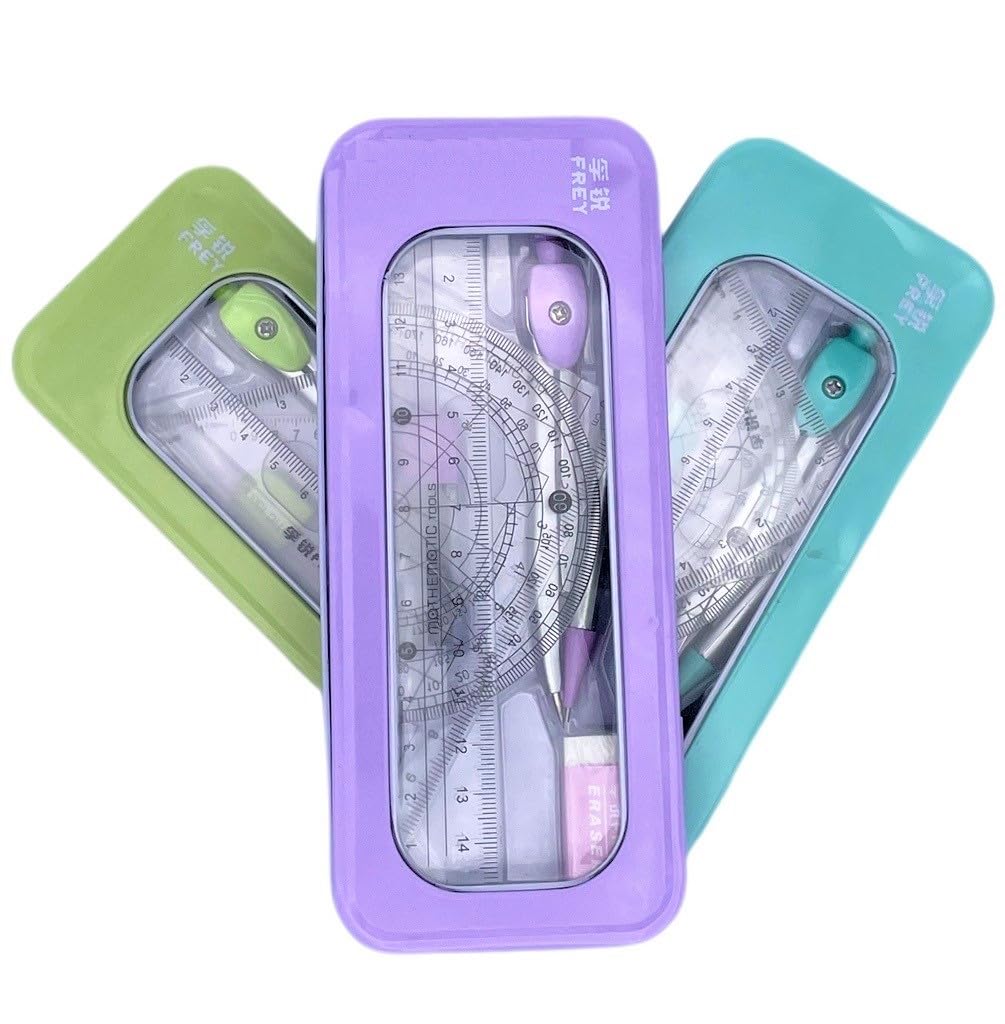 Amazon.co.jp: コンパスセット 三角定規 分度器 消しゴム 定規