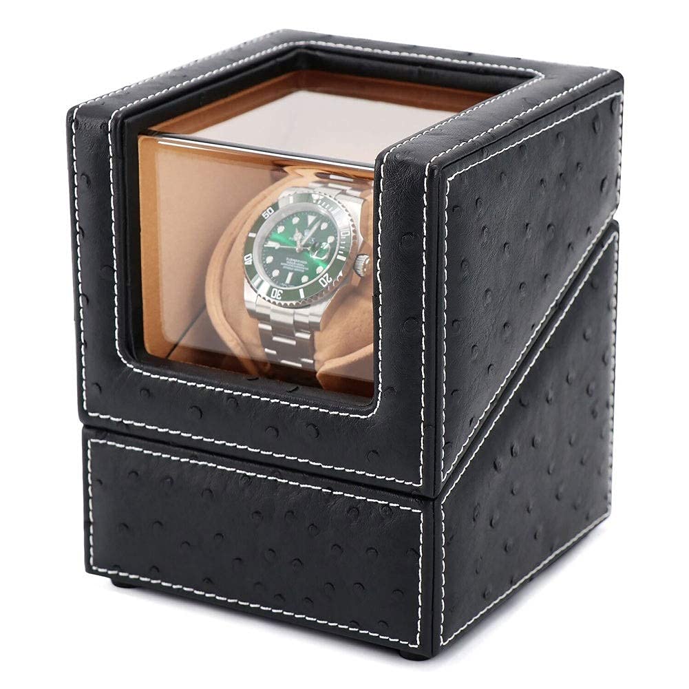 Cajas de exhibición automáticas para Relojes, Caja de Almacenamiento de Relojes Individuales de Cuero, Caja de exhibición para Relojes giratorios eléctricos y mecánicos.,