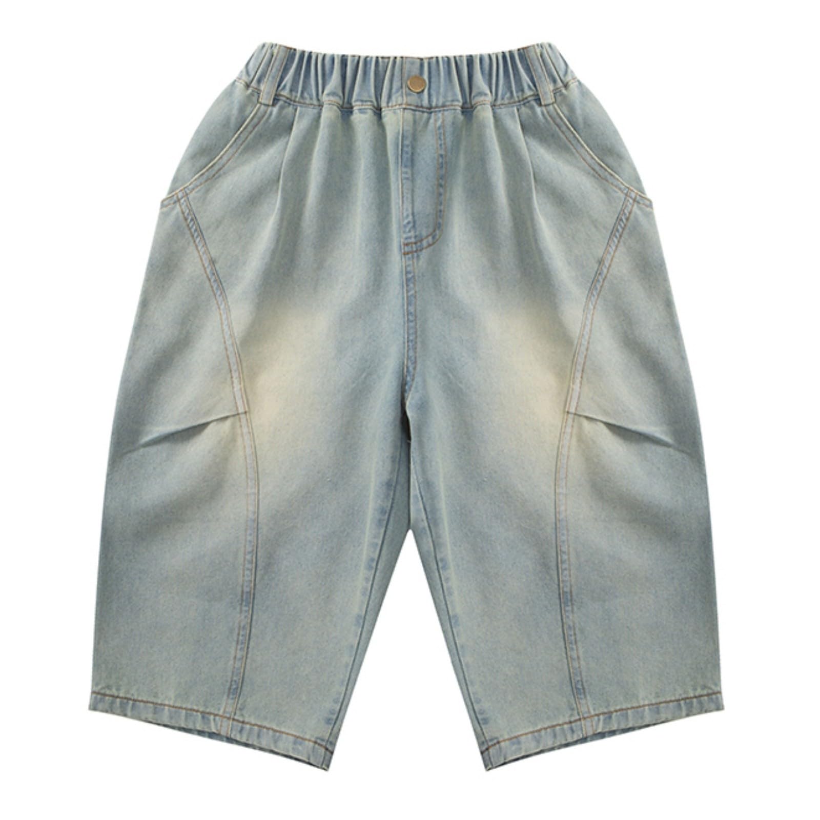 jeans baggy-Pantaloncini misti per ragazzi con elastico in vita per l'estate, pantaloncini in denim casual larghi per bambini dai 5 ai 14 anni, leggeri e resistenti, da indossare tutti i giorni