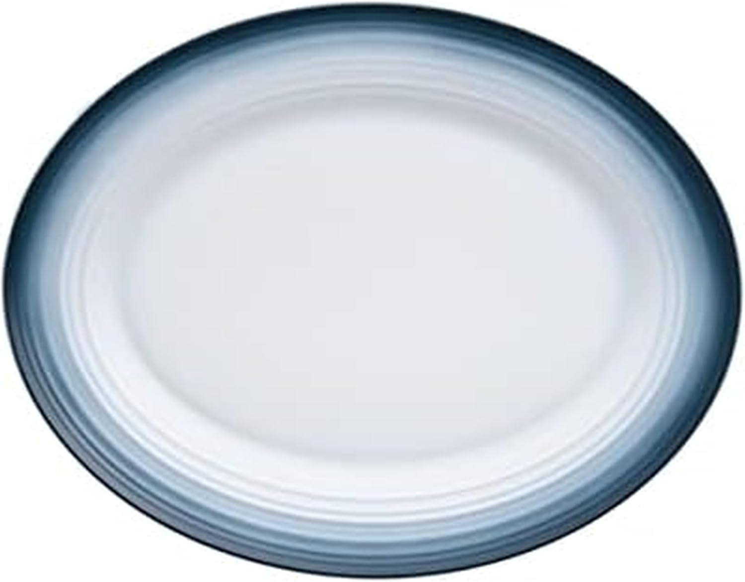 Mikasa Swirl Ombre White Oval Platter, 13.75 Inch, Blue Banded