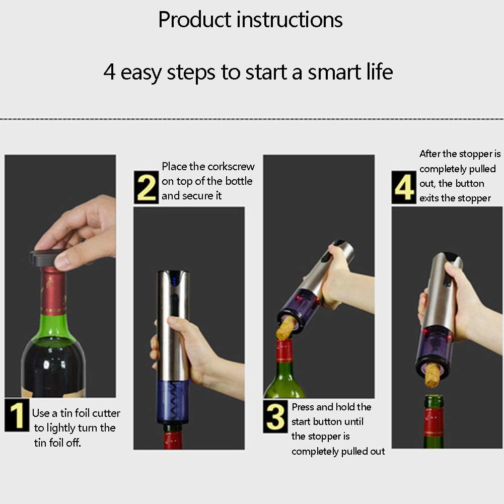 Stainless Steel Electric Bottle Opener, Convenient Rechargeable Wine Bottle Opener Home Business Portable Automatic Bottle Opener Gift Box Set of 12