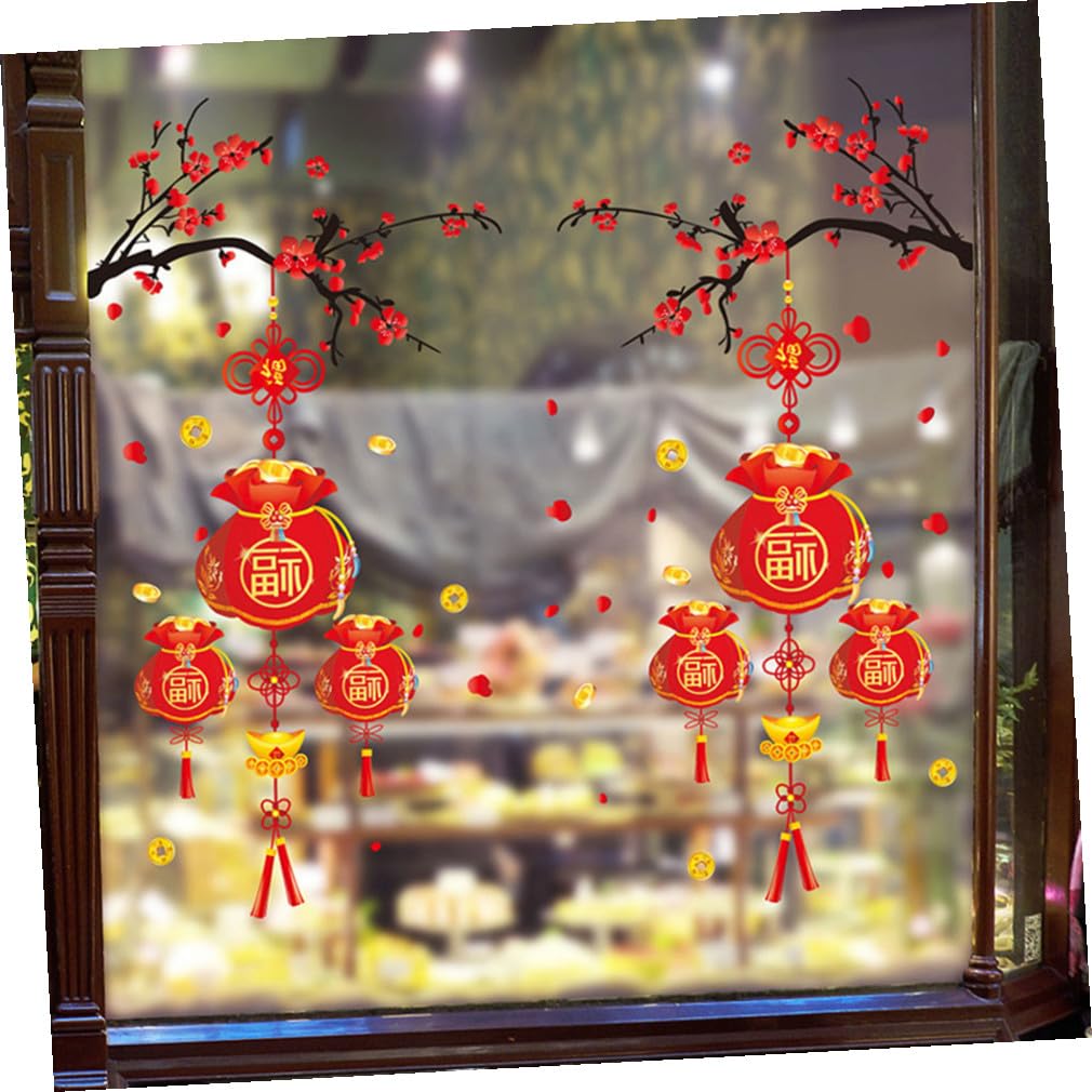 Levemolo 3sätze Fensterdeko Neujahrs Wandaufkleber Frühlingsfest Fenstersticker Selbstklebende Dekoration Für Glas Glücksbringer Für Chinesisches Neujahr Teiliges