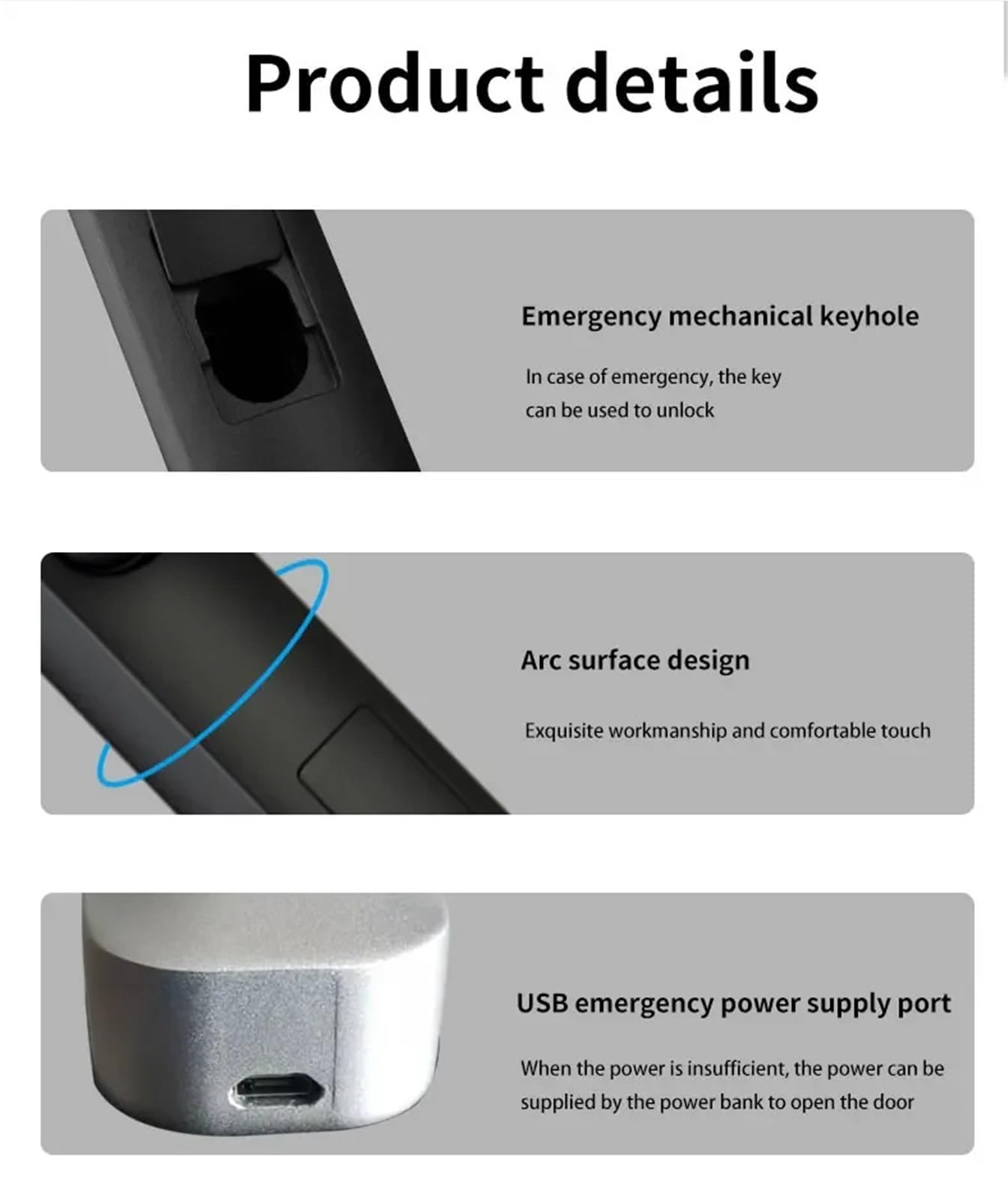 Serrure de porte intelligente étanche avec empreintes digitales - Entrée sans clé RFID pour portes coulissantes en aluminium/accès numérique sécurisé (Nero 4085)