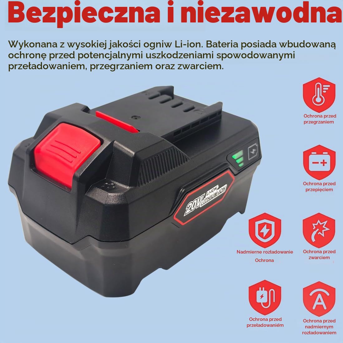 Akumulator 5,0 Ah do Parkside 20 V Pap 20 A3, Pap20 B3, kompatybilny z Parkside PSTA 20-Li A1, passk 20-li a1, PSSPA 20Li F4, PSSA 20Li B2, PAGHS C3