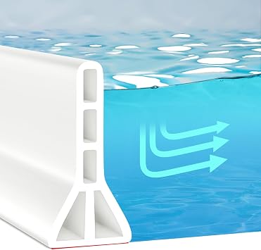 Upgraded3 High Shower Threshold Water Dam 67 Inch Collapsible Shower Barrier Water Stopper Shower Water Guard Dry and Wet Separation for Bathroom Kitchen and More5.6ft