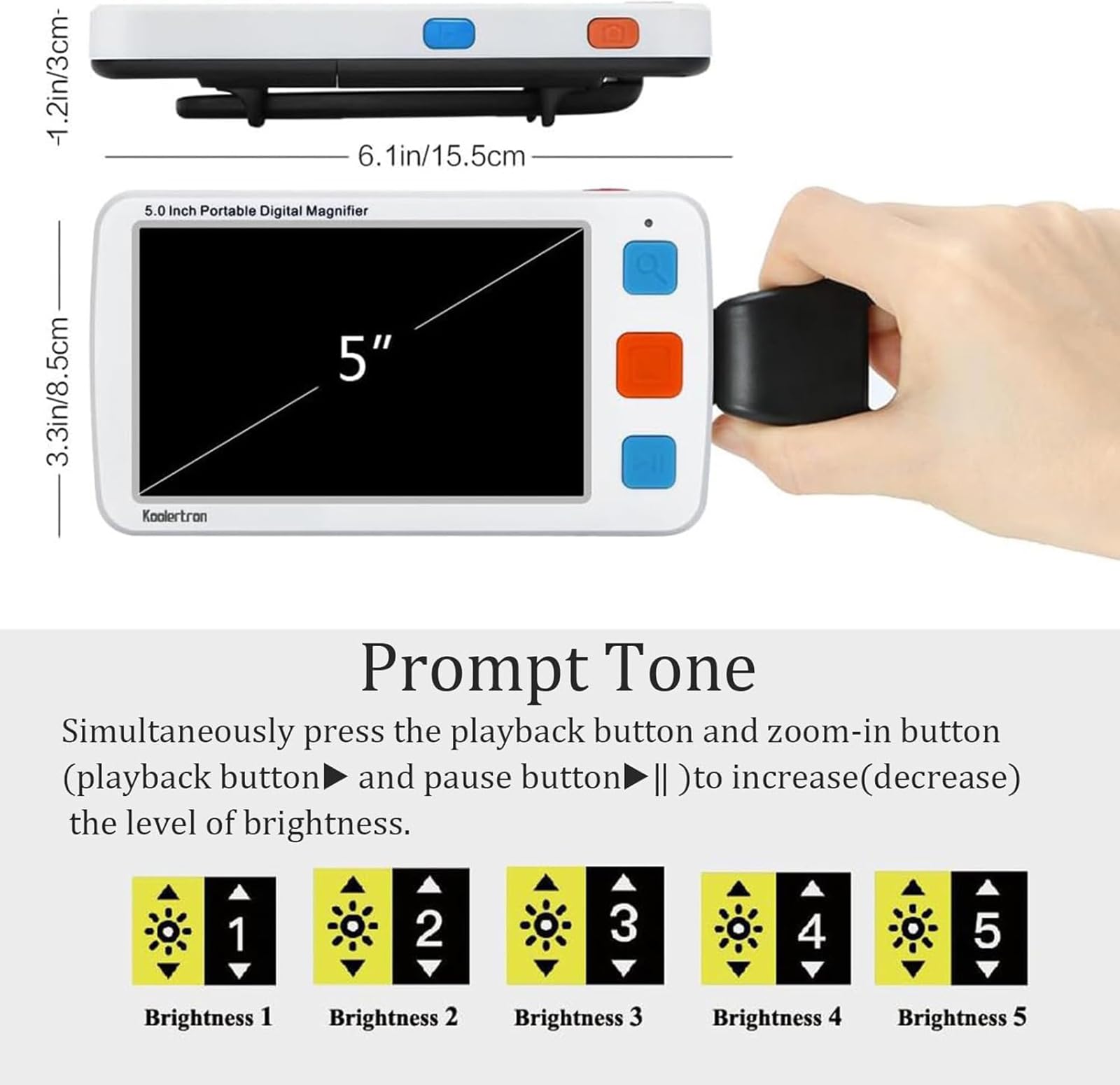 Ayuda de lectura electrónica con pantalla LCD y zoom ajustable para usuarios con discapacidad visual y baja visión