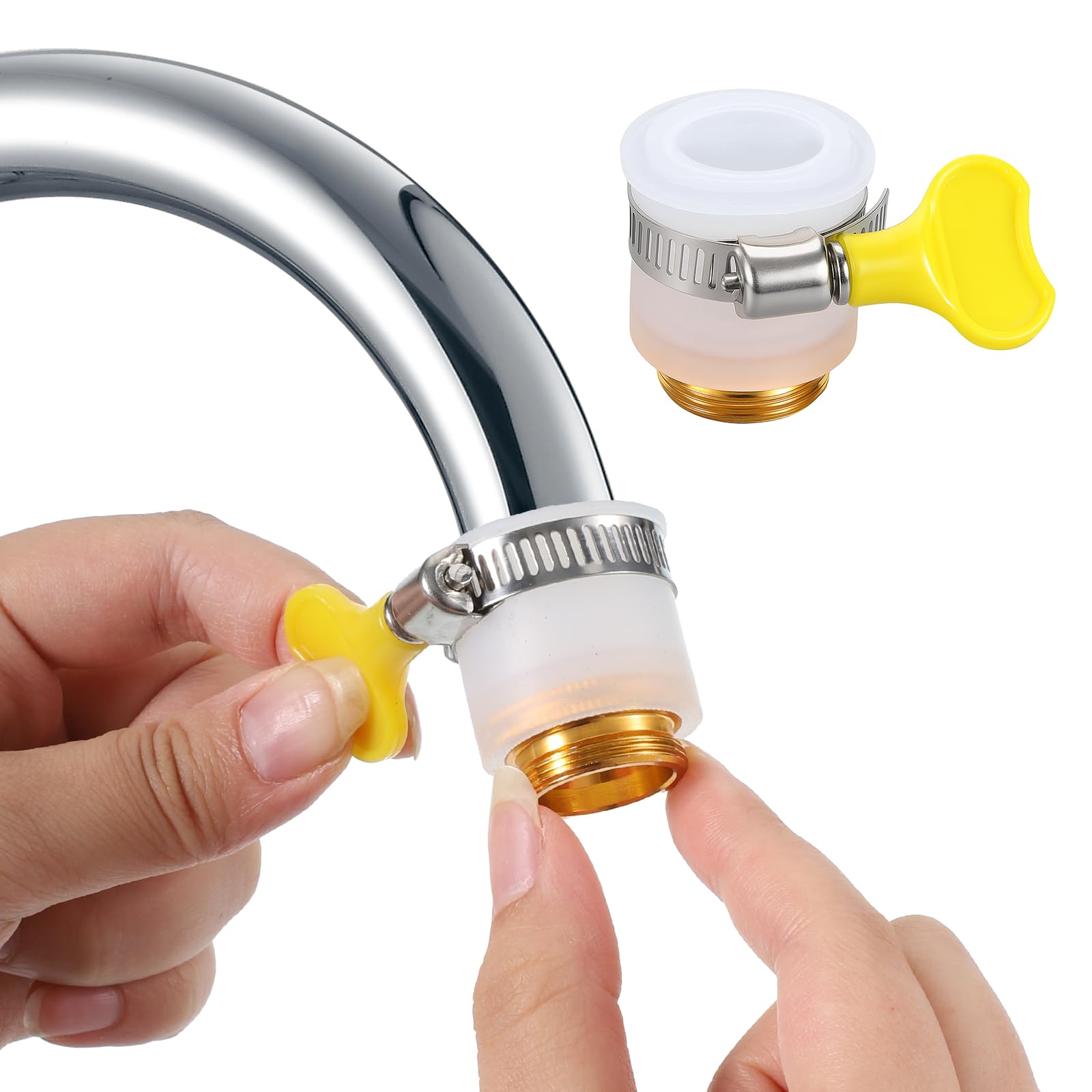 Photo 1 of 1 Pcs Faucet Hose Adapter, Kitchen Sink Faucet Adapter to Garden Hose Compatible with Multi-Water Filters, with 14-24mm Inner Diameter (0.55-0.94 inches)