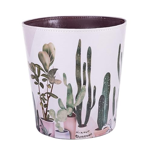 Miniatura 25 de Papelera de 10L/2.64 Galones, Cesta Decorativa de Basura, Papelera de Basura de Cuero PU, Papelera Impermeable para Baño, Dormitorio, Oficina