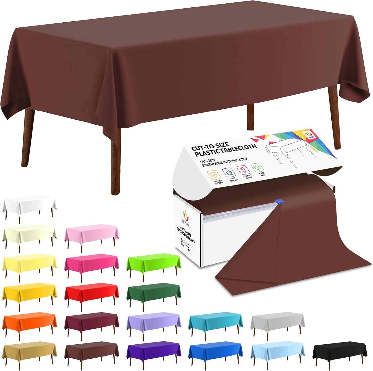 CXPSINC 54 Inch X 200 Feet Plastic Table Cover Roll Disposable Tablecloth with Slide Cutter for All Type/Shape Tables | Picnic, Party, Banquet, Birthdays, Weddings (Green)