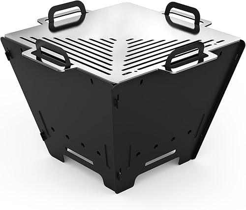 Miniatura 9 de ONLYFIRE OUTDOOR LIVING Parrilla de carbón para barbacoa 2 en 1 y hoguera, hoguera desmontable de 15 pulgadas, parrilla portátil Yakitori Hibachi