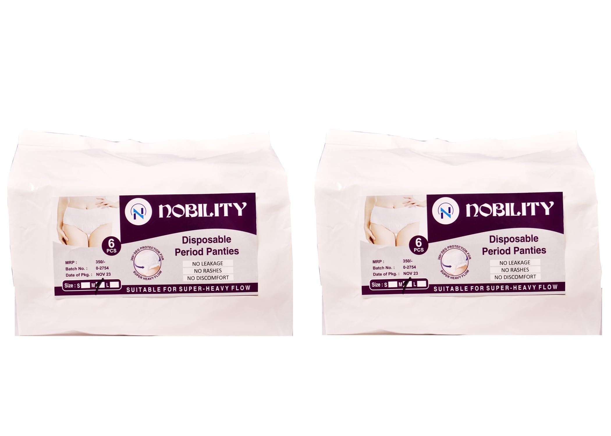 Nobility Disposable Period Panties (M-L) - Heavy Flow Protection, No Leakage, No Rashes, All-Night Comfort - Maternity Panties with Ultra-Absorbent Core (12 Pcs)