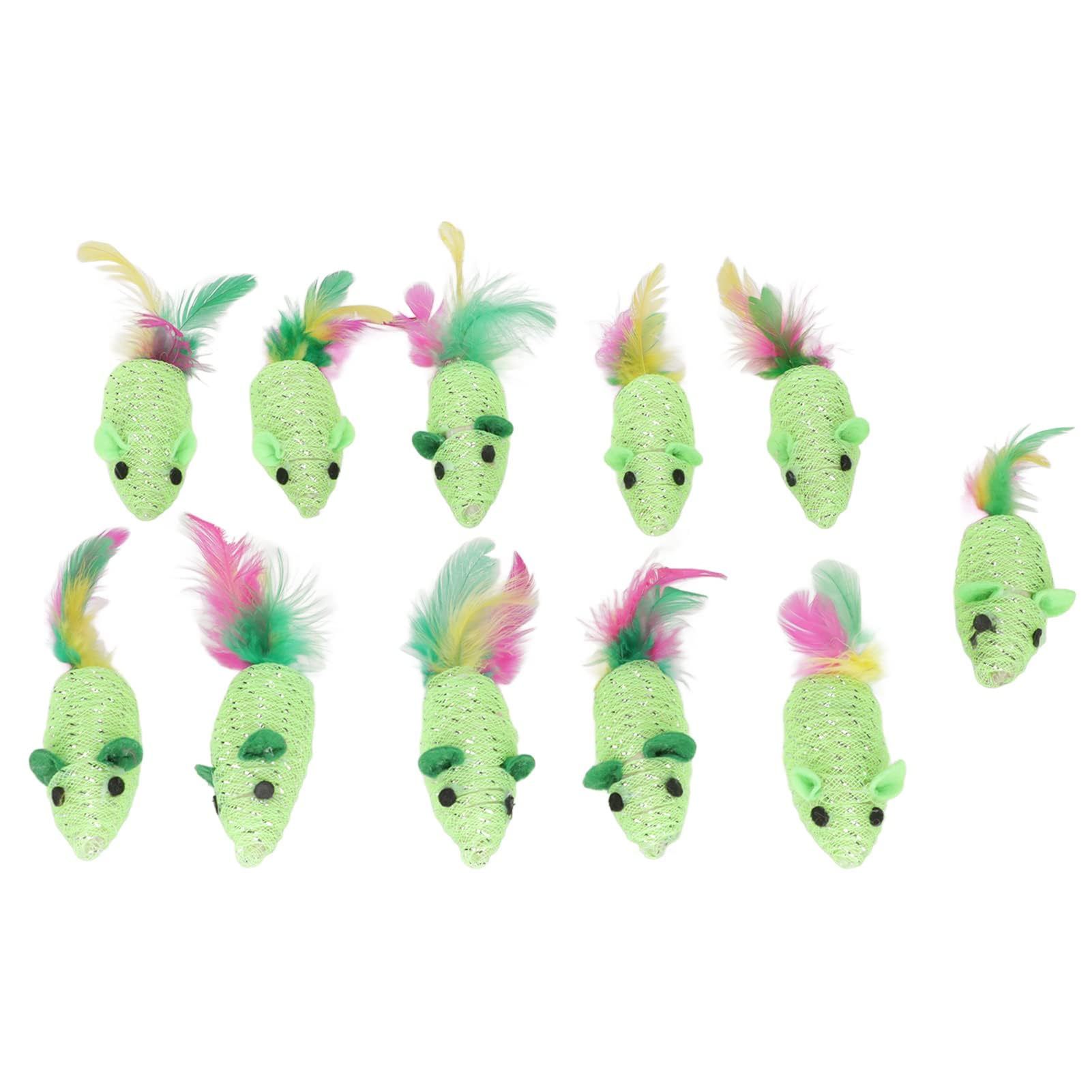 11PCS Chat Souris Jouets, Multi-usages Couineur Hochet Chat Jouets Souris Interactive Chat Jouet Souris Pour Chats D'intérieur Vert
