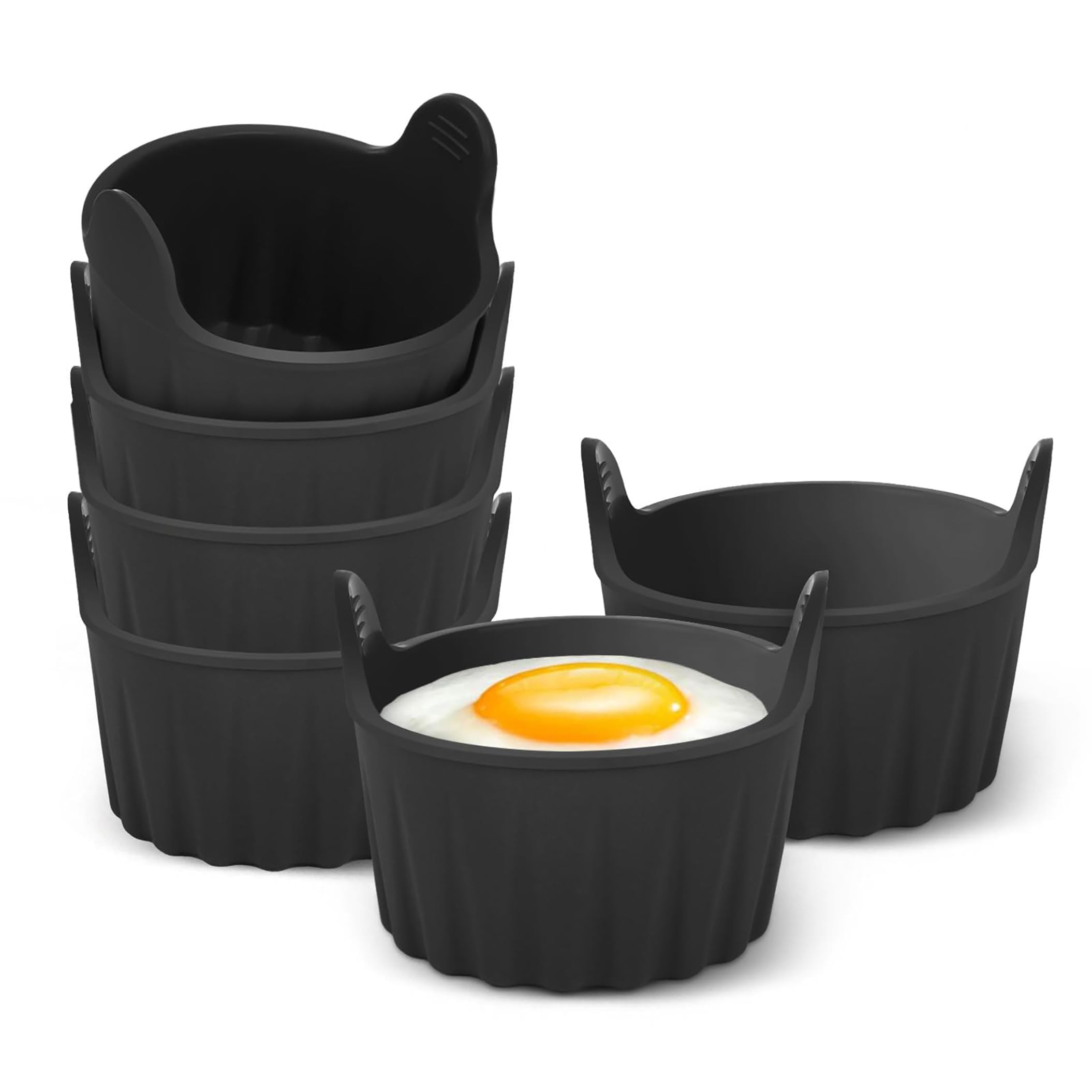 6 Pcs Air Fryer Egg Poacher, Ramekins for Air Fryer. Microwave Egg Poacher, Food Grade Air Fryer Egg Poacher, Ramekins Baking Cups for Souffle Dishes Muffin Cupcakes Custard and Pudding