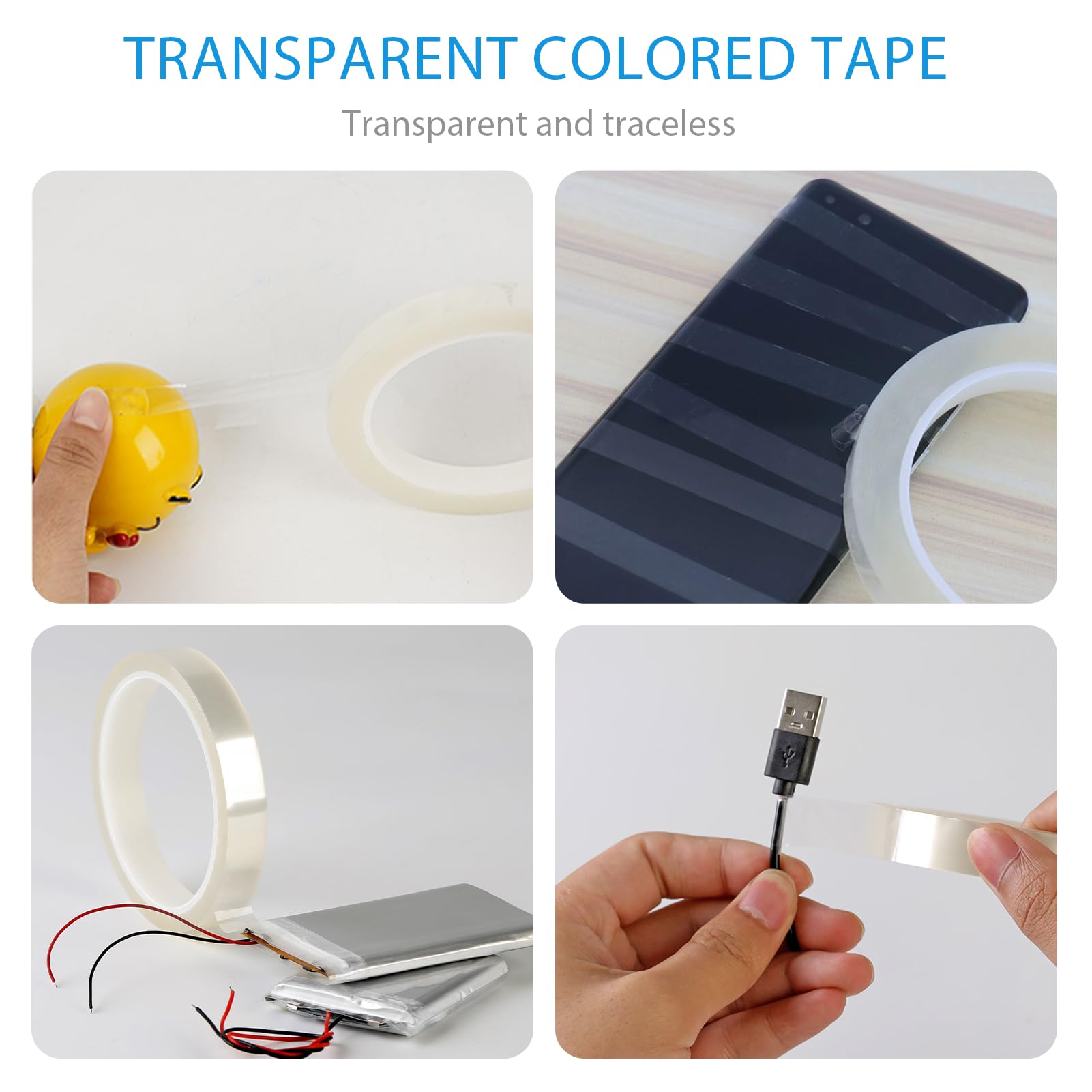 Cinta Térmica Transparente para Sublimación y Prensa de Calor, 4 Piezas, 10 mm de Ancho, 108 Pies de Largo, Cinta de Transferencia de Alta Temperatura hasta 230°C para Impresión Electrónica y DIY