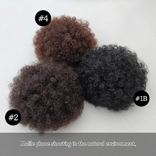 Miniatura 7 de Afro Puff - Extensiones de cabello sintético con cordón para cola de caballo rizado y moño para mujeres negras y niñas 1B