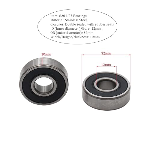 Miniatura 2 de Rodamiento 6201RZ de 0.472 in 1.260 in para Baja 97cc DB30 Doodlebug Mini Trail Dirt Pit Bike MBX10 80CC 4 ruedas paquete de 2