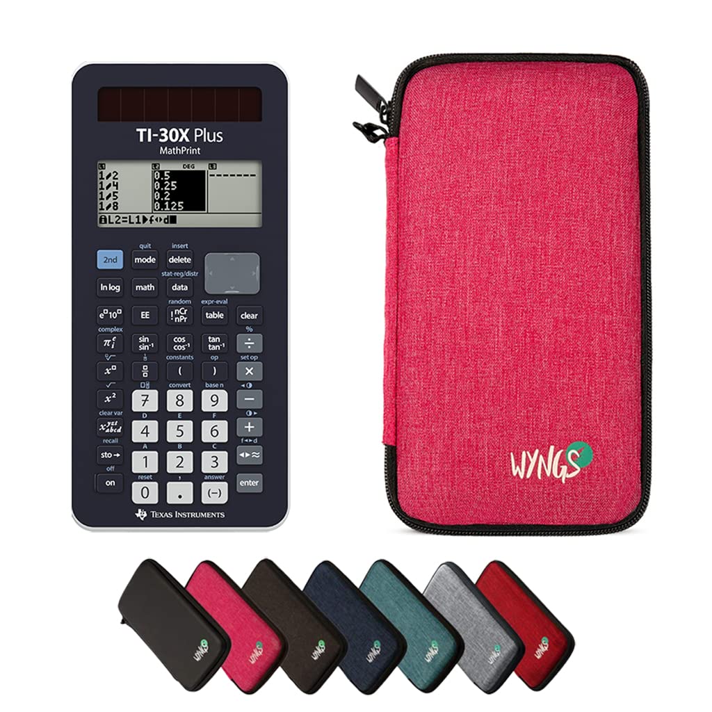 TI-30X Plus MathPrint inkl. WYNGS Schutztasche Pink - Wissenschaftlicher Taschenrechner - Basic Set