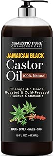 Majestic Pure Jamaican Black Castor Oil for Hair Growth & Natural Skin Care - Roasted & Cold-Pressed - Massage, Scalp, Hai...