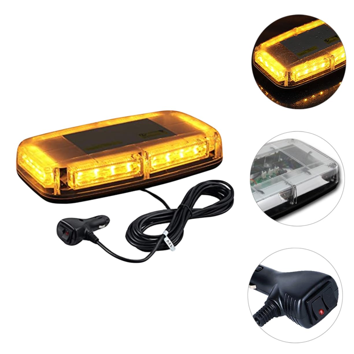 Amosfun Luz de Emergencia LED para Coche LED Ultrabrillante con Intermitentes Resistente al Agua y Polvo Luz de Advertencia Magnética para Vehículos y Asistencia Carretera