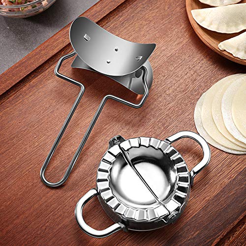 3 Pieces Stainless Steel Dumplings Maker Set, 1 Dumpling Skin Maker 2 Dumpling molds Chinese Dumpling Cutter Pie Ravioli Empanadas Press Mold Kitchen Accessories - Thumbnail 5