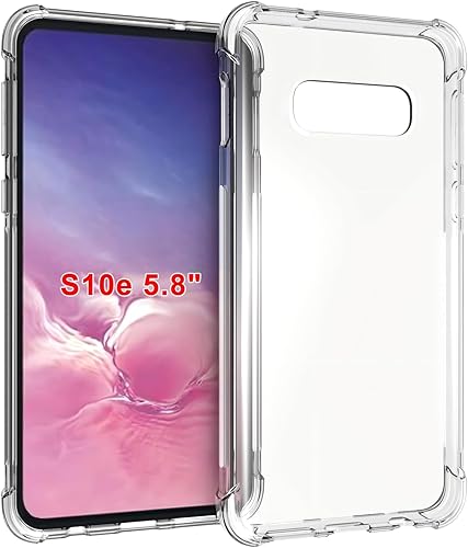 USTIYA Funda para Samsung Galaxy S10e Clear TPU Cuatro Esquinas Cubierta Protectora Transparente Suave Funda