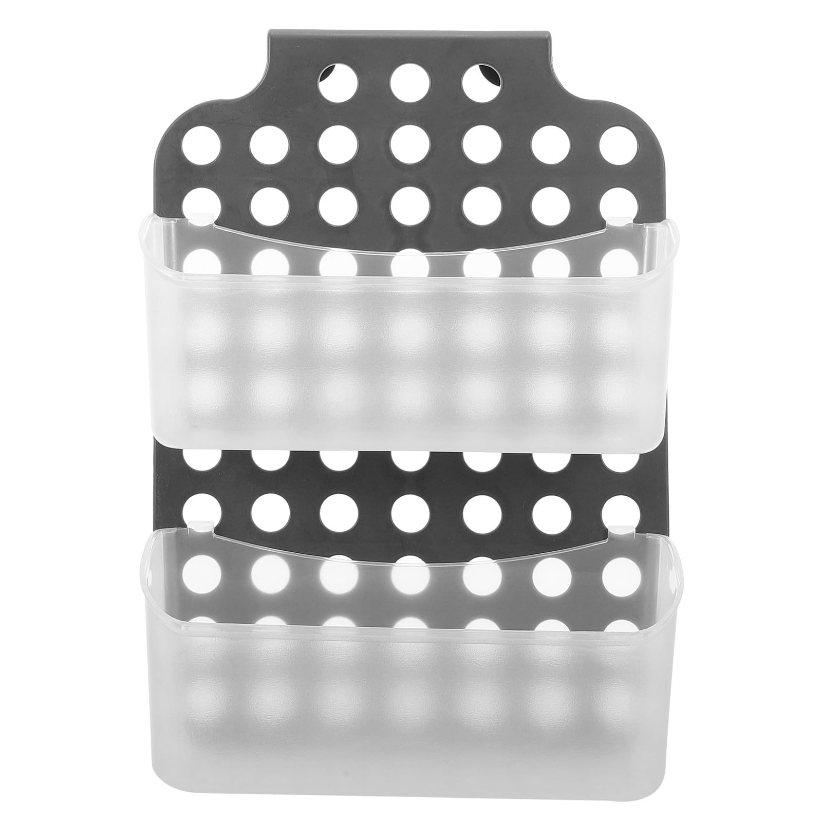 HIAKDOFT Double-layer No Drilling Shower Caddy Basket Black Gray Hanging Bathroom Storage Rack with Drainage Holes Punch-free Wall-mounted