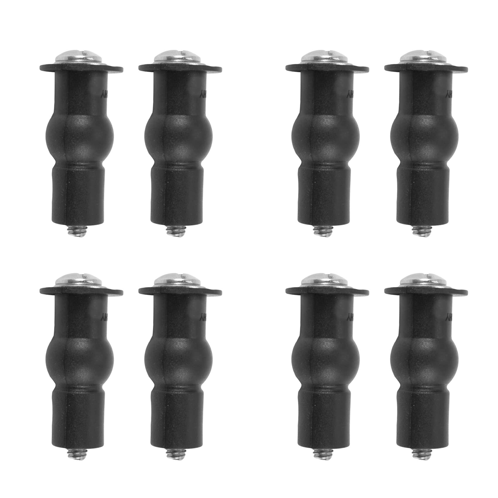 Jnchdghwa Black & Silver 4X Toilet Seat Top Fix Seat Hinge Hole Fixings Well Nut Rubber Back To Wall Pair