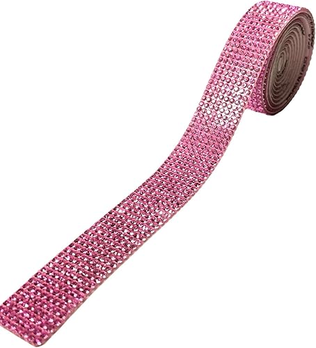 Syntego Rollo de diamantes de imitación autoadhesivos con estampado de leopardo, 1 yarda (36.0 in) 8 filas de diamantes de imitación de cristal