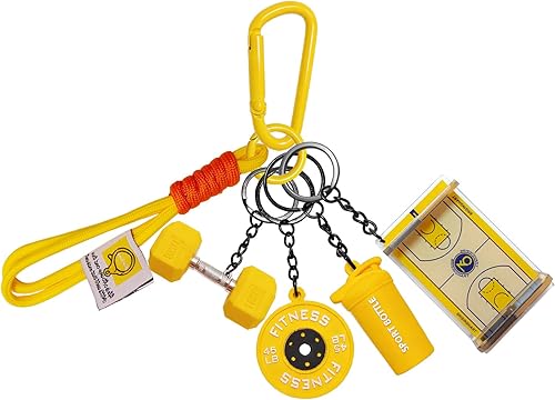 Miniatura 8 de Juego de llaveros de baloncesto, llaveros de fitness para cancha de baloncesto con dijes de mancuernas para botella de agua, regalos para parejas