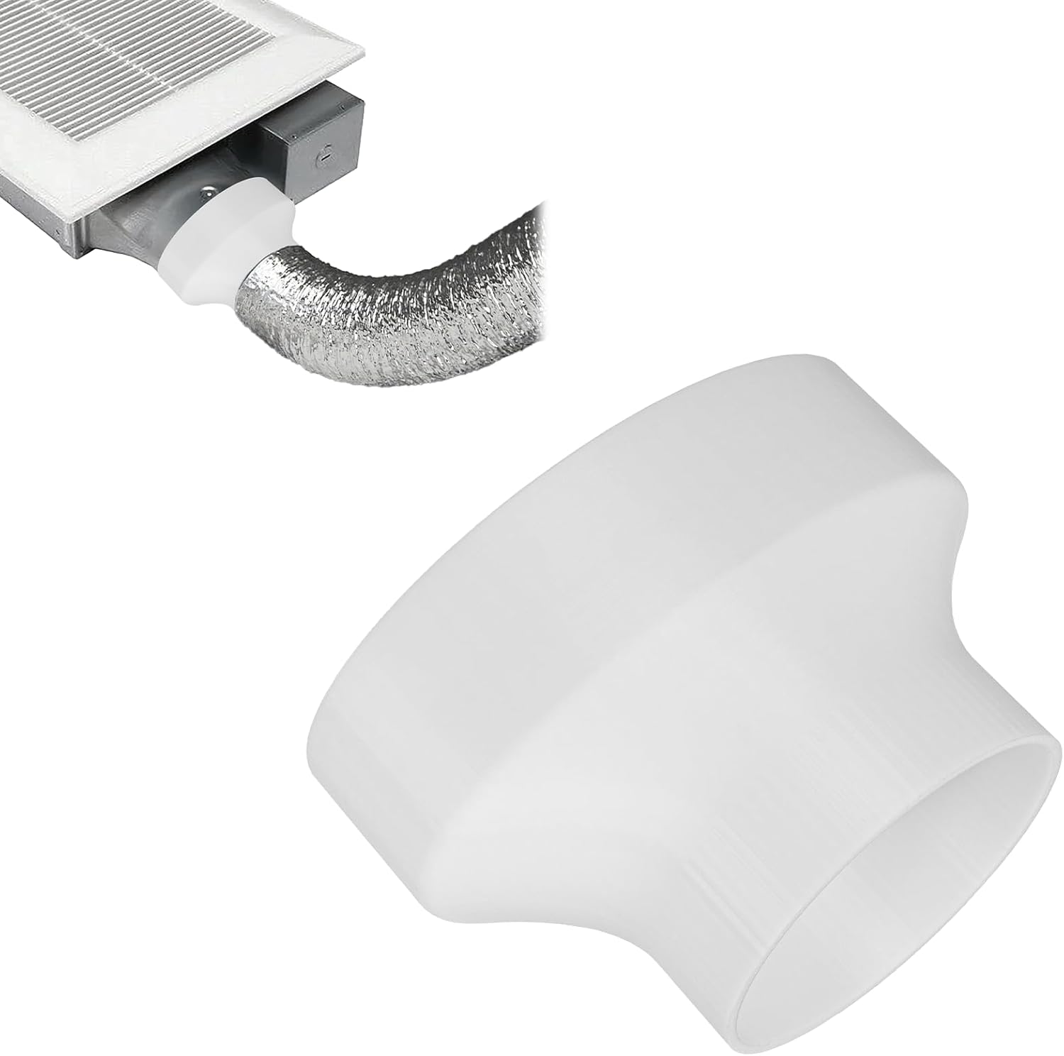 4-Inch Oval to 3-Inch Round Duct for Panasonic Exhaust Fan Adapter, Vent Reducer Connector for Bathroom Ventilation, Easy Installation (White)