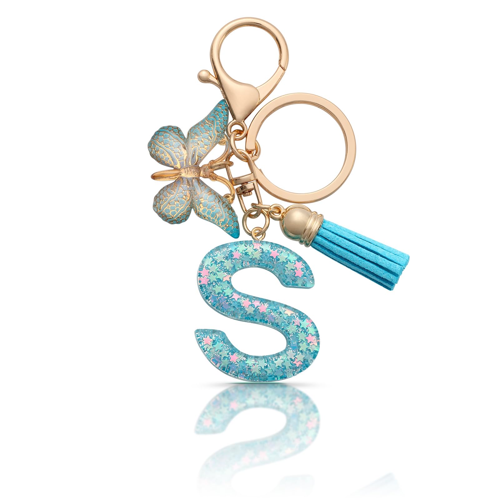 MORSUNBELA Schlüsselanhänger Buchstabe Mädchen Keychain mit Anfangsbuchstabe Schlüssel Anhänger mit Buchstaben für Frauen Damen