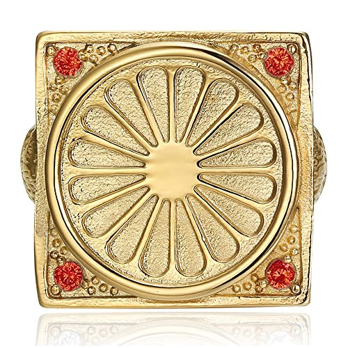 BOBIJOO Jewelry - Enorme Bague Chevalière Homme Gitan Niglo Drapeau Voyageur Acier Inoxydable Or Rubis Rouge - 60 (9 US), Doré Or Fin - Acier Inoxydable 316