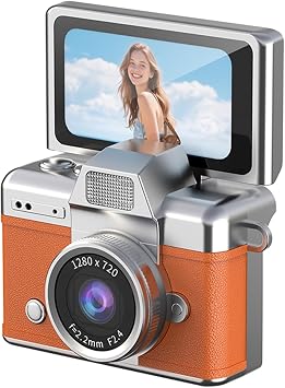 Compact key holder digital camera with 180  screen built-in art video camera for students, beginners and photographers