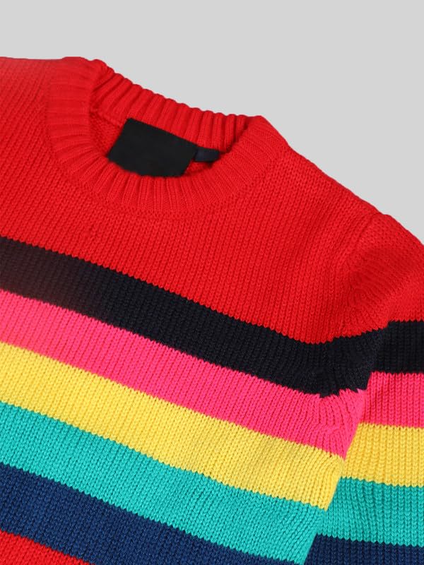 Image of CHKOKKO Boys Woolen Round Neck Sweaters Winter Sweatshirts 7-8 Years Blood red