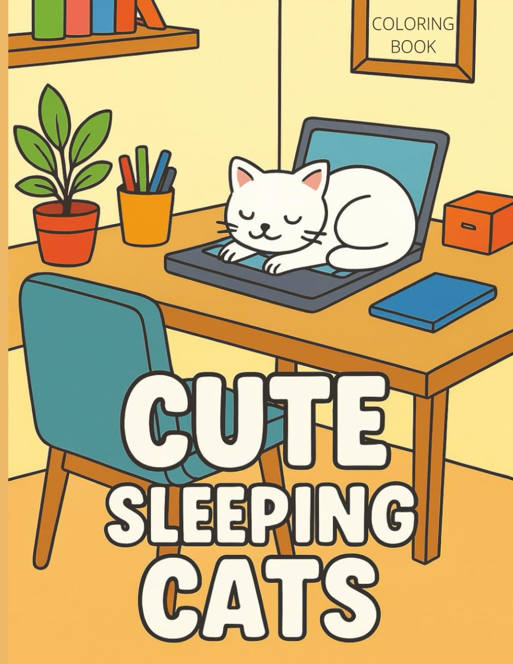 Cute Sleeping Cat coloring book for toddlers: Sleepy Meow cats coloring pages